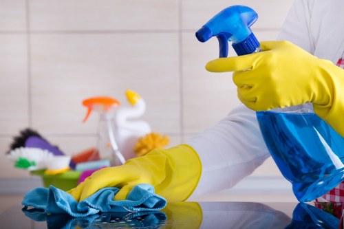 Professional cleaners maintaining a retail space in Maidavale
