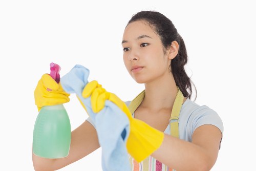 Professional carpet cleaning treatment being applied in a home